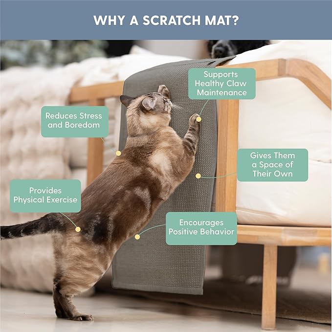 The Cat Ladies Cat Scratch Furniture Protector Mat - Couch Protector from Claws - Anti Scratch Furniture Protectors from Cats Scratching - Sisal Scratcher Pad - Grey