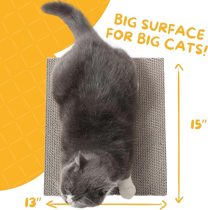 Hide & Scratch Cat Scratcher Pad – 4 Pack | Double-Sided Cardboard Refills for Our Scratching Box | Reversible Corrugated Board for Indoor Cats | Toy Mat for Kitten Claw Play & Furniture Protection