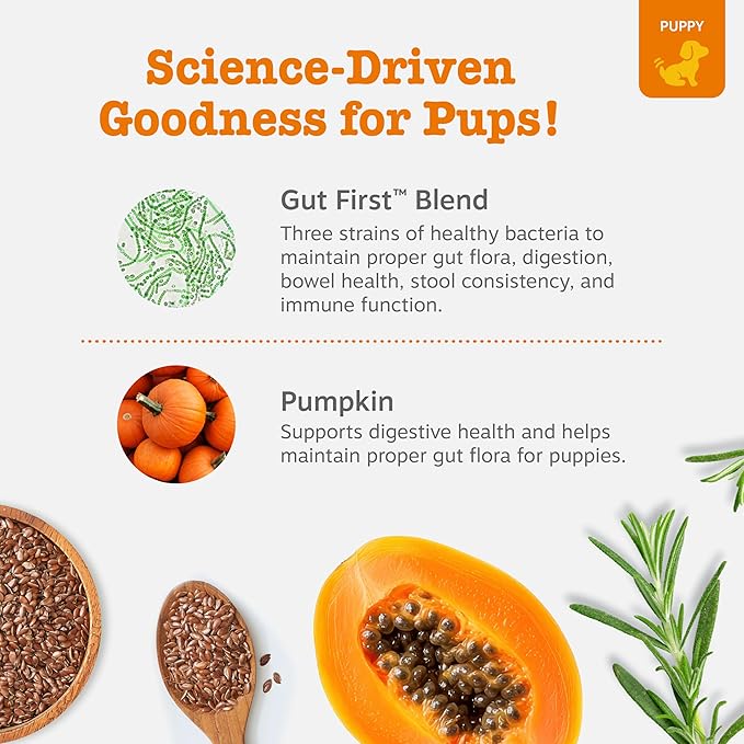 Zesty Paws Puppy Probiotics for Dogs - for Digestive Health, Gut Flora & Immune System Support - Dog Probiotics for Puppies with Bacillus subtilis & Pumpkin - 90 Count