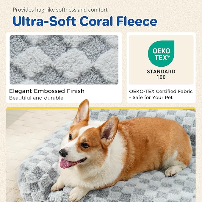 Cat Bed Cats Couch for Puppy and Kitten, Fluffy Pet Couch Small Dog Sofa Bed, Supportive Cat Sofa for Indoor Cats, Washable Cover & Non-Slip, 26 inch, Grey