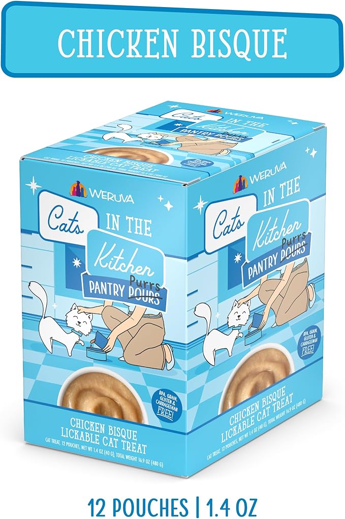 Weruva Cats in The Kitchen Pantry Pours, Chicken Bisque, 1.4oz Pouch, Pack of 12