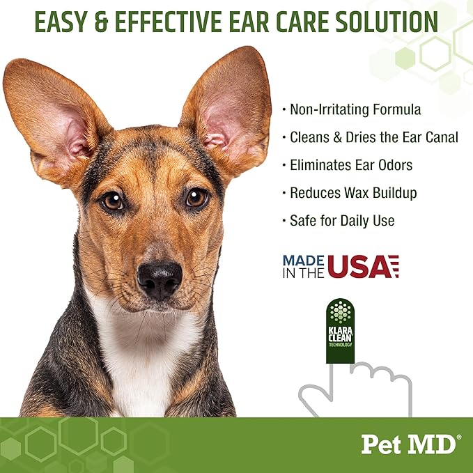 Dog Ear Cleaning Finger Wipes with Aloe Vera & Eucalyptus Oil – Veterinarian Formulated Pet Ear Wipes for Dog Ear Care – Made in USA – 50 Count