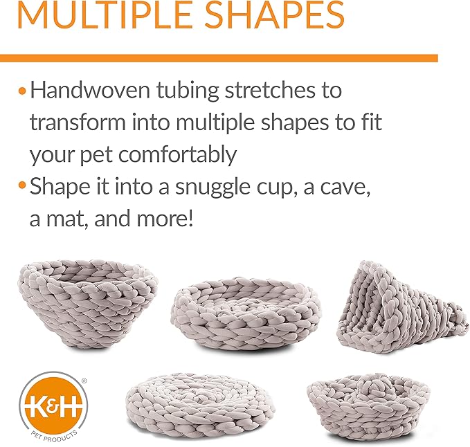 K&H Pet Products Knitted Cat Bed, Round Flexible Pet Bed Gray 17 X 4 Inches
