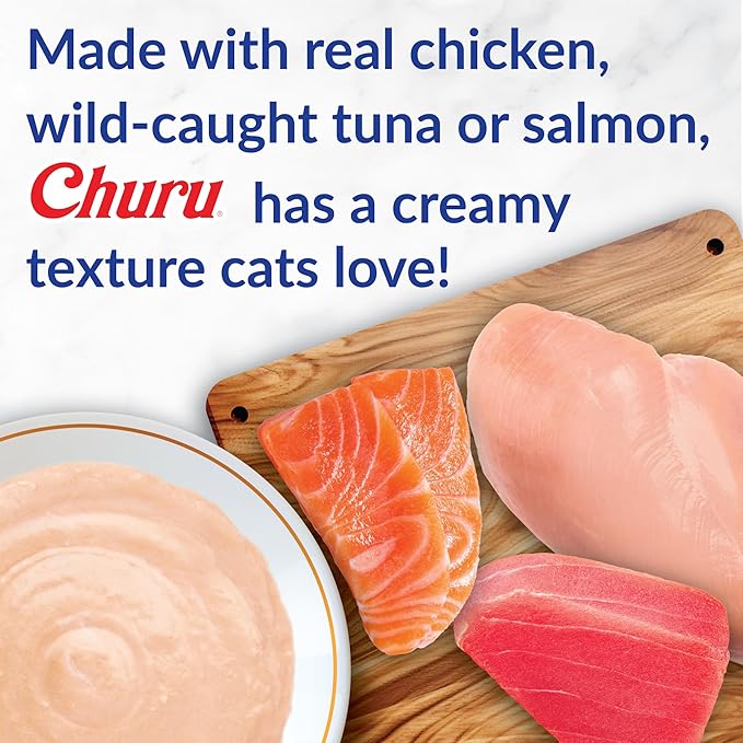 INABA Churu for Senior 10+, Creamy Lickable Cat Treats with Taurine, Vitamin E & C, 0.5 Ounces Each, 24 Tubes (4 per Pack), Chicken Recipe