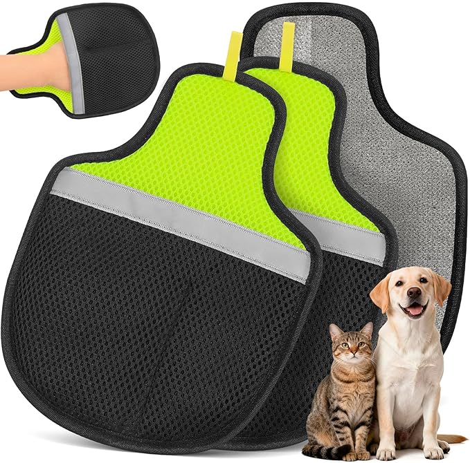 Flashseen Pet Hair Removal Glove for Cats & Dogs, Reusable Electrostatic Pet Hair Gloves, Pet Hair Remover Tool for Clothing, Couch, Carpet, Car Seat (2PcsBlack)