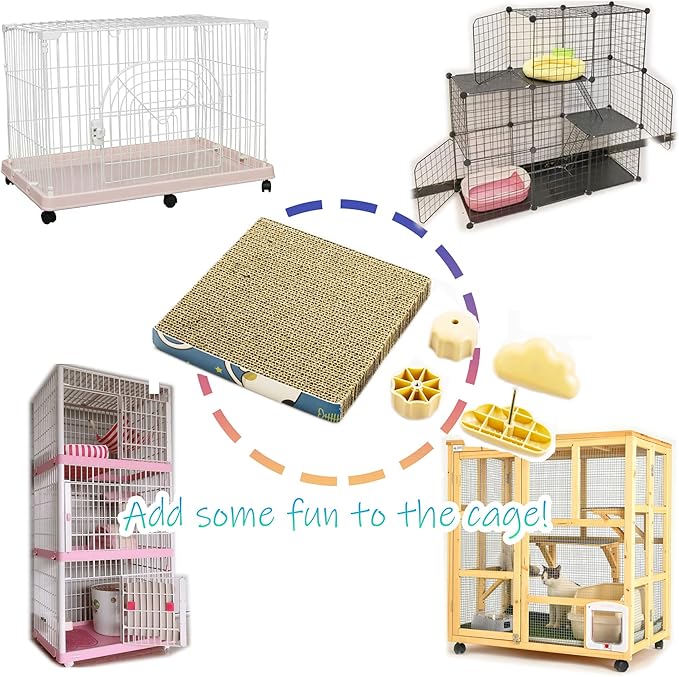 Cat Scratching Post for Cage, Cage Wall Mounted Cat Scratcher, Cardboard Scratcher, SCRC-40X10