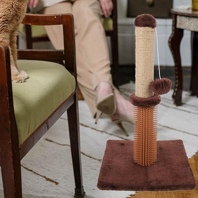 Cabilock Decorative Cat Scratching Post with Wear-Resistant Palm Plush Material, Comfortable Reusable Scratching Pole for Indoor Cats, 1pcs Kitten Scratcher with Climbing Platform