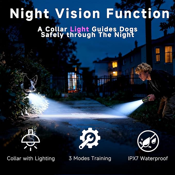 Wireless Dog Fence System for 2 Dogs with Lighting, Adjustable 5 in 1 Electric Fence with Remote, 8 Adjustable Range, 3 Training Mode, Waterproof Training Collar Rechargeable
