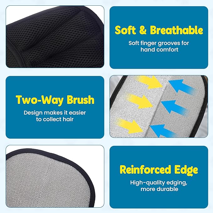 Pet Hair Removal Glove,Pet electrostatic Hair Removal Gloves, Washable Reusable Dogs Cats Hair Grooming Tools Gloves for Furniture Bed Sheets Couch Clothes Fabric Car Seats