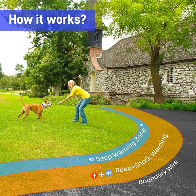 Electric Fence for Dogs, Rechargeable Underground Dog Fence System with 656Ft Boundary Wire, In Ground Dog Fence with 2 Waterproof Collar Receivers, Pet Containment for Outdoor Yard Training