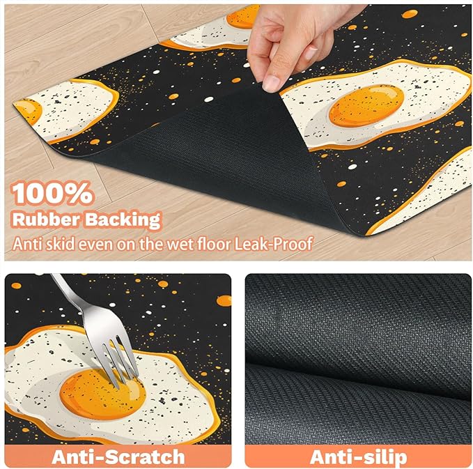 Cute Egg Dog Food Mat for Floors Absorbent Dog Bowl Mat for Food and Water Dispenser Quick Dry Cat Food Placemat Pet Supplies 12" x 20", Egg Print