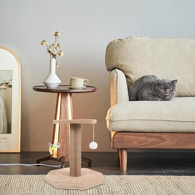 FRCOLOR Cat Scratching Post with Hanging Ball, Small Vertical Sisal Scratcher Pole for Indoor Cats, Wear-Resistant Kitten Claw and Pet Supplies