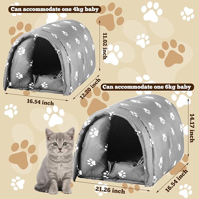 3 Pcs Cat Houses for Outdoor Cats Winter Weatherproof Insulated Stray Feral Cat Dog House Outdoor Pet Shelter Waterproof Pet Cave Wild Animal (Paw Prints,16.5 x 12 x 11 Inches)