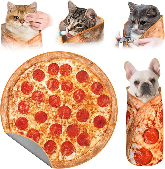 31.5" Large Cat Grooming Wrap for Cutting Nails, Self-Stick Dog Cat Wrap, Soft Pizza Blanket Pet Tool Gifts for Multifunctional Care Medicine Anti-Escape
