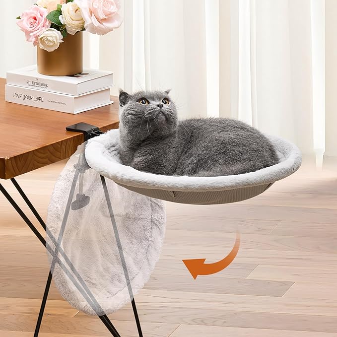 Cat Desk Bed for Remote Workers, Gamers, and Office Staff - 90° Foldable, Quality Sturdy Desk cat Bed for Indoor Cats, Comfortable Kitty Beds for Desk use, Supports up to 40lbs