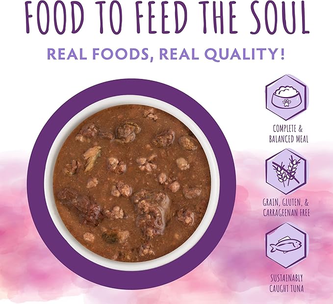 Soulistic Moist and Tender, Tuna and Beef Dinner in Gravy, 3oz Pouch, Pack of 8