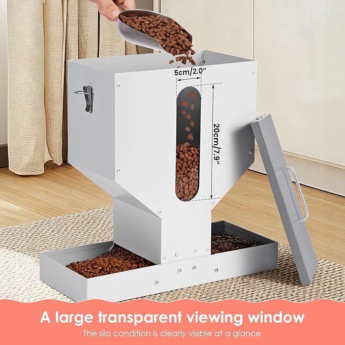 Automatic Cat Feeder 2 Cats - 12L Gravity Dual Cat Feeder Outdoor Pet Feeding Station Auto Dry Food Dispenser for Pet Cat Dogs