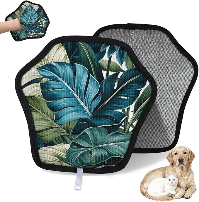Lush Palm Leaf Electrostatic Pet Hair Removal Glove for Cats & Dogs - Reusable Grooming Mitt for Couch, Carpet, Car Seat & Laundry - Large 9x9 Inch