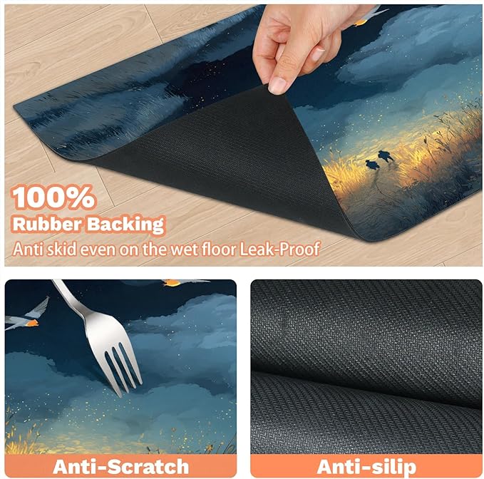Sky Cloud Dog Food Mat for Floors Absorbent, Quick Dry Water Dispenser Mat for Food, Water, Pet Supplies 16" x 24", Swallow