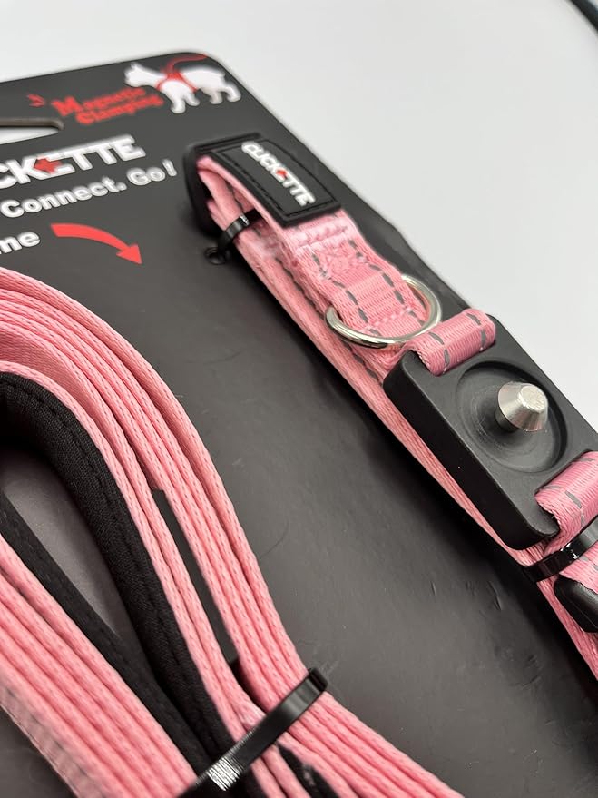 Clickette- Magnetic Quick-Lock Collar & Leash (Pink, Medium)