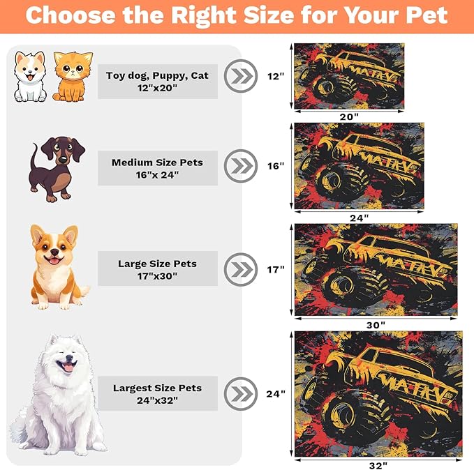 Cool Car Dog Food Mat for Floors Absorbent, Quick Dry Water Dispenser Mat for Food, Water, Pet Supplies 16" x 24",