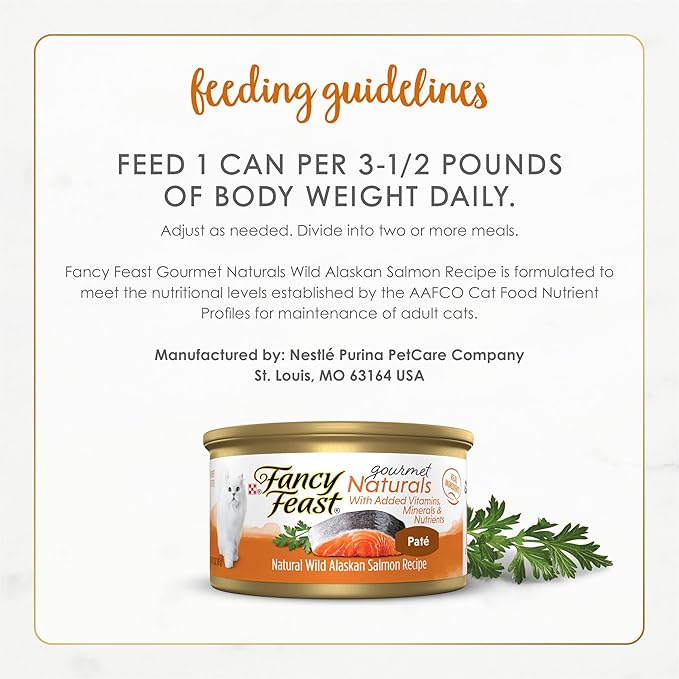 Fancy Feast Purina Wet Cat Food Pate Gourmet Naturals Wild Alaskan Salmon Recipe - 3 oz. Cans,(Pack of 24)