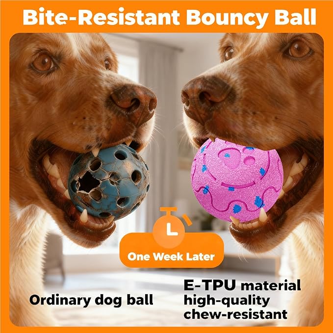 Dog Balls: Interactive Dog Ball, Self-Moving Dog Toy with Auto-Rolling & Bouncing, E-TPU Material, IP54 Waterproof, Motion-Activated (Pink, Large)