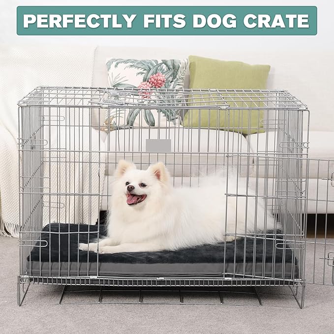 Vonabem Waterproof Small Dog Bed Crate Pad, 24 inch, Washable, Orthopedic, Anti-Slip Bottom, Cat Bed Kennel Pad, Dark Gray