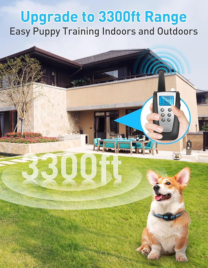 Ultra-Small Dog Training Collar, Tailored for Small Dogs 5-15lbs & Medium, Lightest Training Collar with Beep Vibration, Light for Night Walks, 3300Ft Rechargeable E Collar with Remote IPX7 Waterproof