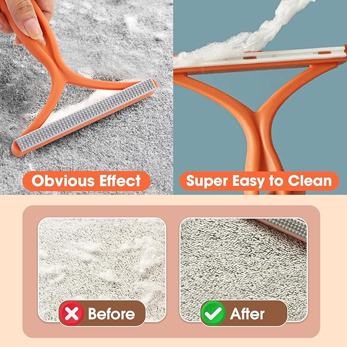 Pet Hair Remover – Double-Sided Reusable Lint Brush for Easy Removal of Pet Hair, Fur & Debris from Furniture, Clothes, and Carpets