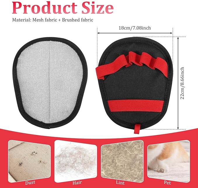 Pet Hair Removal Glove, Five-Finger Grooming Cleaning Supplies, Electrostatic Pet Hair Remover Glove for Clothes Fabric Couch Sofa Bed Carpet Furniture Car Seat, Perfect for Shedding Control, Washing