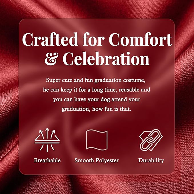 Dog Graduation Cap and Gown Set 2026 - Adjustable Washable Pet Cosplay Costume for Small Medium Dogs, Graduation Gift Supplies with Cap Robe Tassel,Dog Graduation Outfits Gifts (red, Small)