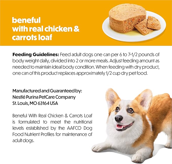 Purina Beneful with Real Chicken and Carrots Wet Dog Food Loaf - 5.5 oz Can (Pack of 12)