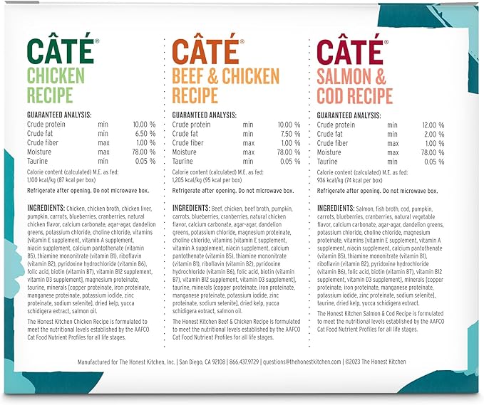 The Honest Kitchen Human Grade Câté™ Grain Free Wet Cat Food Pâté Variety Pack - 2.8 oz (Pack of 8)