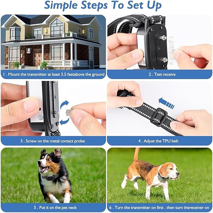 Wireless Dog Fence, Electric Dog Fence & Remote Training Shock Collar 2-in-1,Waterproof Rechargeable, Cover Up to 8 Acre, Portable Pets Safe Containment System for Outdoor,Yard,Indoor,,for3dogs