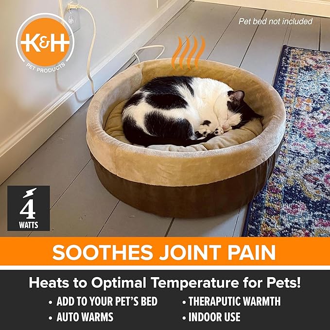 K&H Pet Products Pet Bed Warmer,Turn Any-Pet Bed Into a Heated Cat or Dog-Bed,Waterproof Indoor Heated Warming Pad Insert,Automatic Temperature,Safety Listed - Small 10.25 X 9.25in Gray,(Pack of 12)