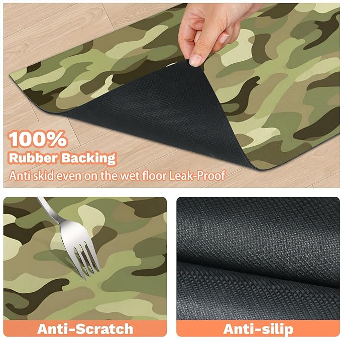 Camouflage Dog Food Mat for Floors Absorbent Dog Bowl Mat for Food and Water Dispenser Quick Dry Cat Food Placemat Pet Supplies 12" x 20", Duck Camouflage