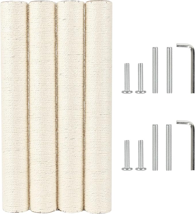 4 Pcs Cat Scratching Post Replacement Pole Parts (55cm/21.65in, M8)