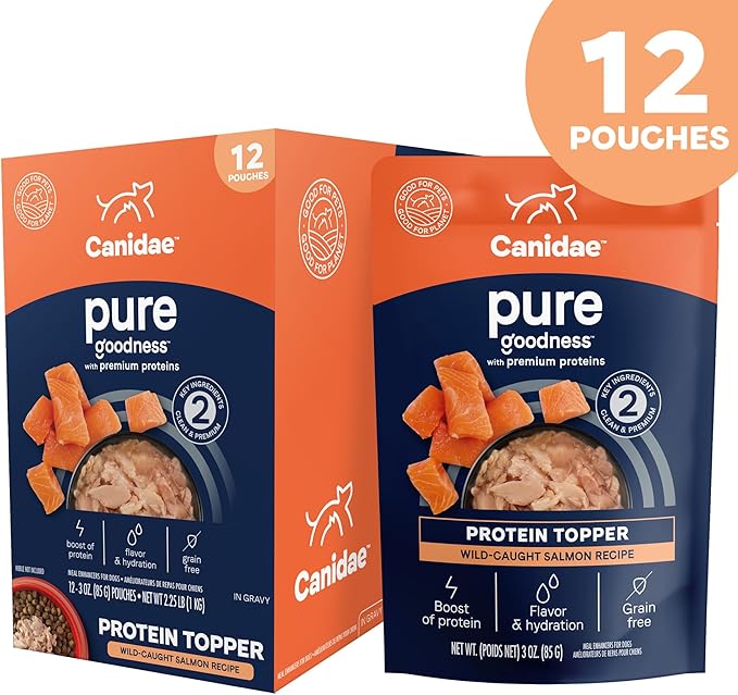 Canidae Pure Protein Topper Wet Dog Food - Wild-Caught Salmon Recipe in Gravy, 3 oz. (Case of 12)