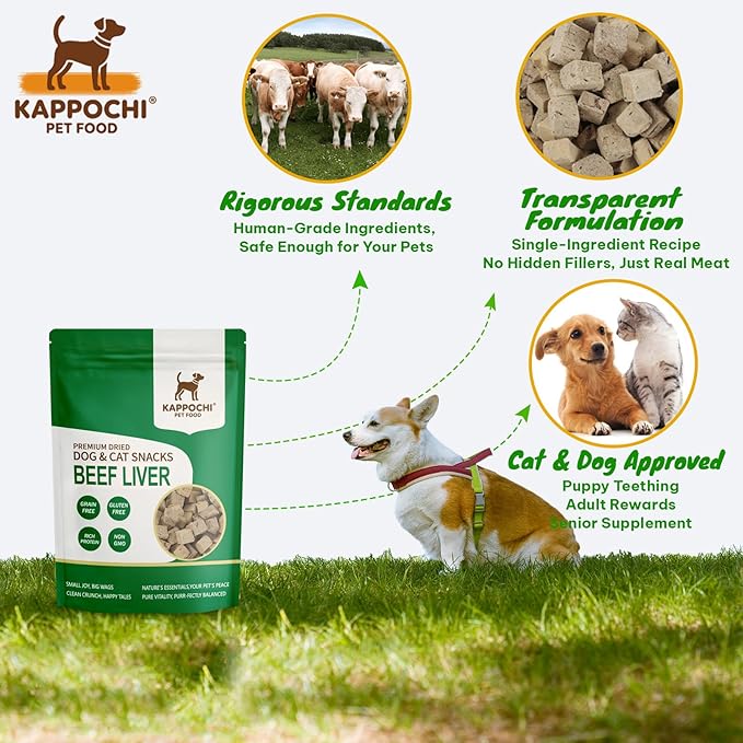 Freeze-Dried Beef Liver Dog Treats, 3.5oz(100.0g), 100% Single Ingredient, High Protein Training Treats, Natural & Raw, No Additives, Grain Free, Gluten Free