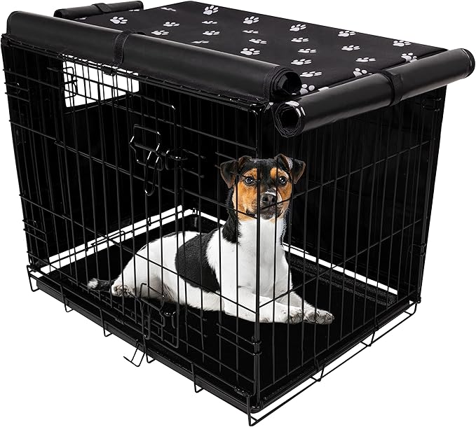 Pet Prime Dog Crate Cover Indoor/Outdoor Durable Windproof 600D Oxford Fabric Pet Kennel Cover Fit for 24 30 36 42 48 Inches Wire Dog Crate for Small and Large Dogs-Cover Only (48 Inch (48"x30"x33"))