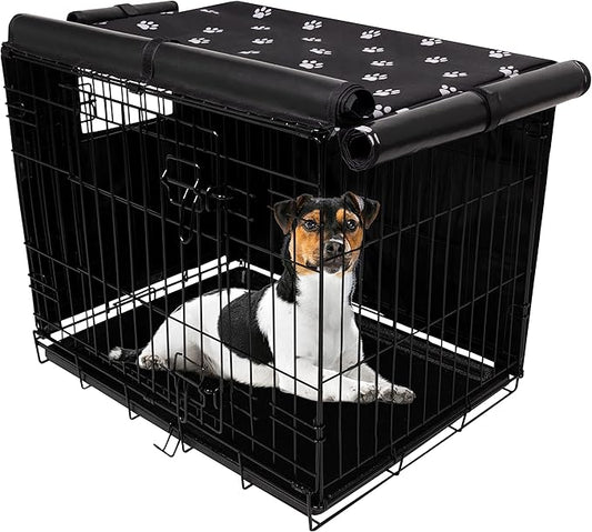 Pet Prime Dog Crate Cover Indoor/Outdoor Durable Windproof 600D Oxford Fabric Pet Kennel Cover Fit for 24 30 36 42 48 Inches Wire Dog Crate for Small and Large Dogs-Cover Only (48 Inch (48"x30"x33"))