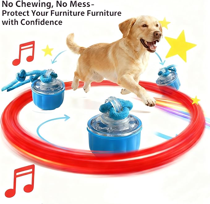 Smart Interactive Cats Toy Ball, USB Rechargeable Automatic Rolling Moving Ball for for Small & Medium Dogs, Durable Cat Teaser Toy with Chewing Rope, Indoor Exercise Toy for Kittens Cats
