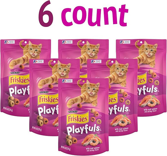 Purina Friskies Playfuls With Salmon and Shrimp Flavor Cat Treats - (Pack of 6) 6 oz. Pouches
