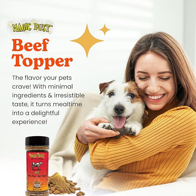 Wild Meadow Farms - Magic Dust Beef Jerky & Wild Boar Jerky Topper Single Protein Flavor Enhancers for Dogs & Cats, Elevate Mealtime for Picky Eaters - 3.5 Ounce