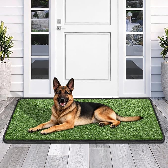 Artificial Grass Mat, Dog Grass Pee Pads, Fake Grass Pad for Pets Potty Training, Soft Grass Pad Rug, Grass Doormat with Drainage Holes, Pet Turf for Indoor Outdoor Use, Washable(19.7"*47.2")