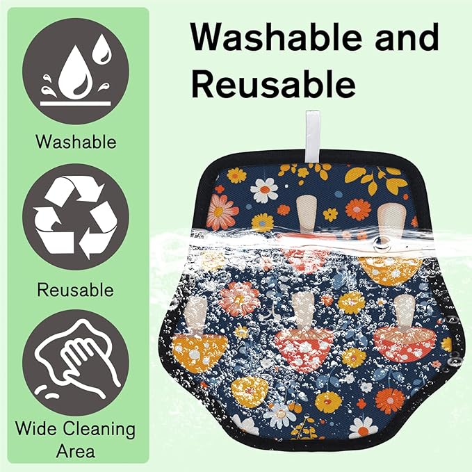 Reusable Pet Hair Removal Glove Cute Mushrooms Flowers Magic Brush for Cat & Dog Hair Remover for Car, Sofa, Bedding, Clothes - 9x9 Mitt Washable