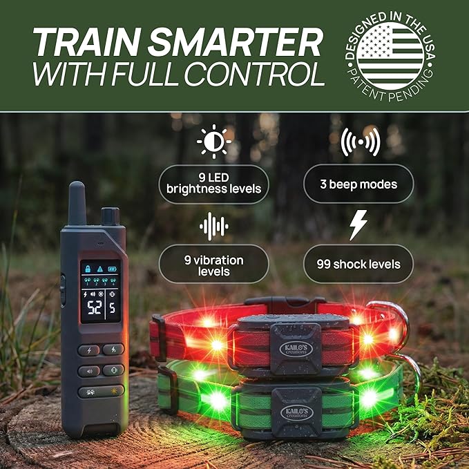 Dog Shock Collar (New Version) with 360° LED Lights – 4200FT Dog Training Collar with Remote, IPX8 Waterproof, Beep/Vibration/Safety Shock Modes, Rechargeable E-Collar for Dogs (10-120lbs)