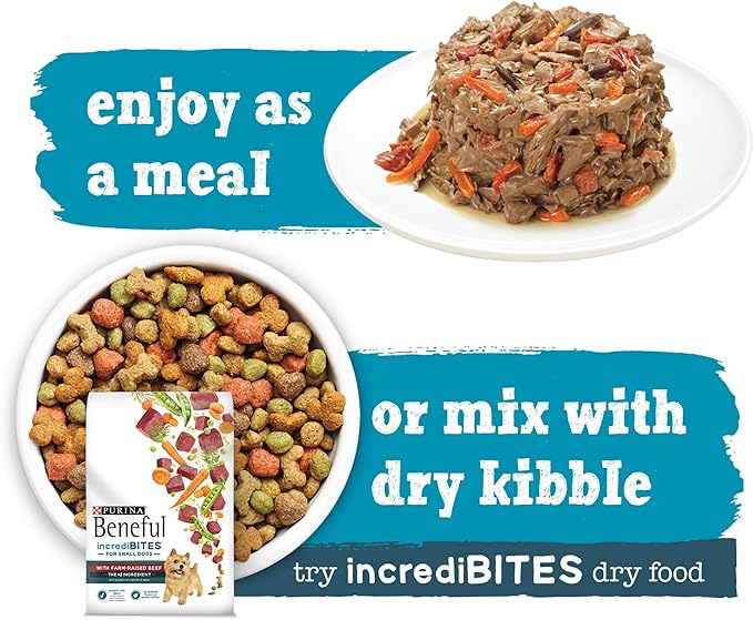 Purina Beneful Small Breed Wet Dog Food With Gravy, IncrediBites with Real Beef - (8 Packs of 3) 3 oz. Cans