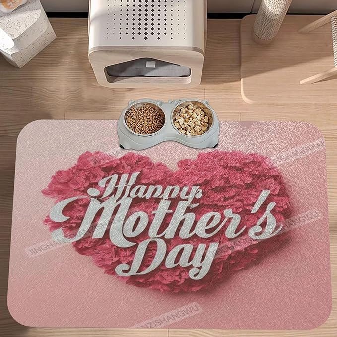 Pet Feeding Mat Absorbent Dog Mat for Food and Water Bowl Dog Accessories Happy Mother's Day Floral Gift for Mom Fd Pet Supplies Dogs Quick Dry Cat Water Dispenser Mats 18X12In